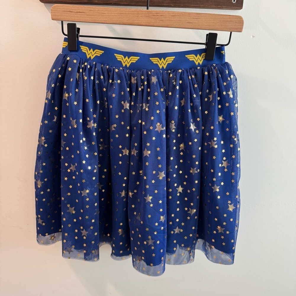 NWT Hanna Andersson Wonder Woman Collab Blue Gold Star Print Tulle Skirt 160cm